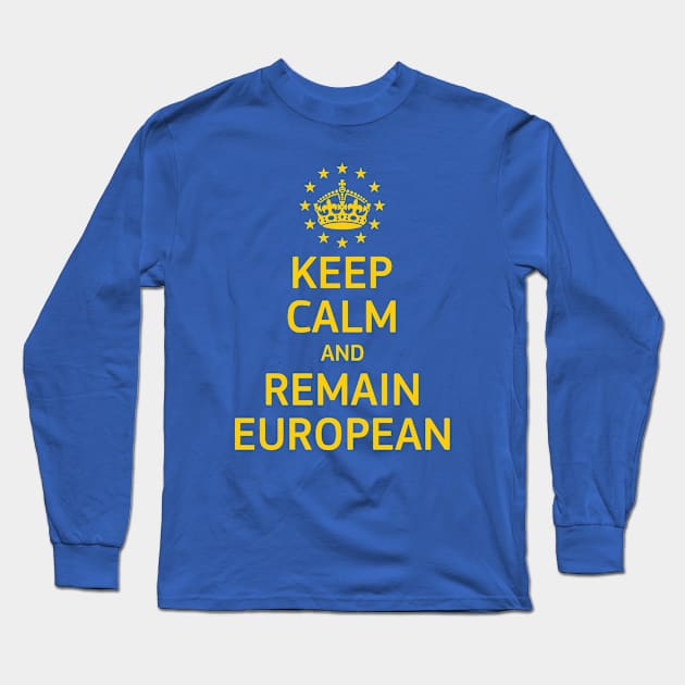 Modern Yellow Blue Keep Calm Crown Europe Vector Long Sleeve T-Shirt by redhomestead